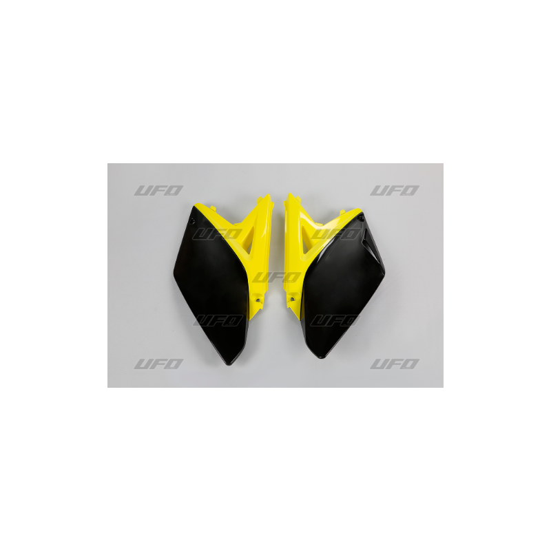 FIANCATINE LATERALI UFO PLAST SUZUKI RMZ 250 (2010-18) NERI E GIALLI*